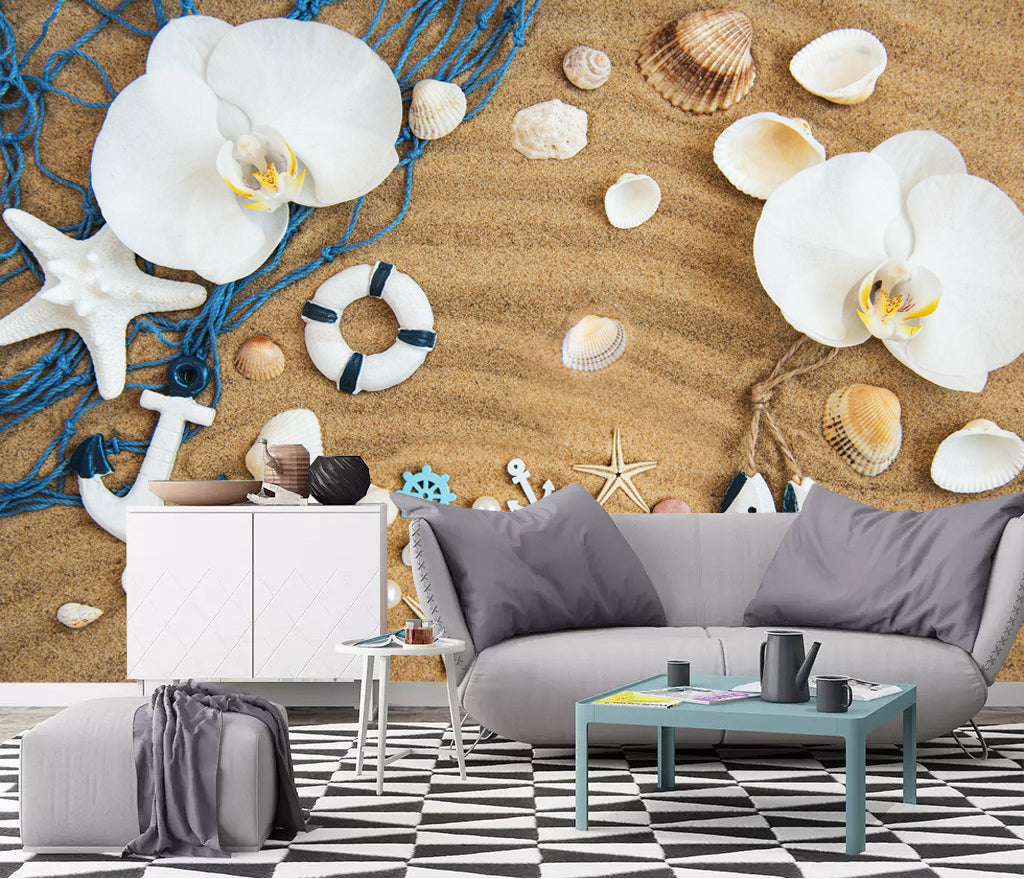 3D Beach Shells WC042 Wall Murals