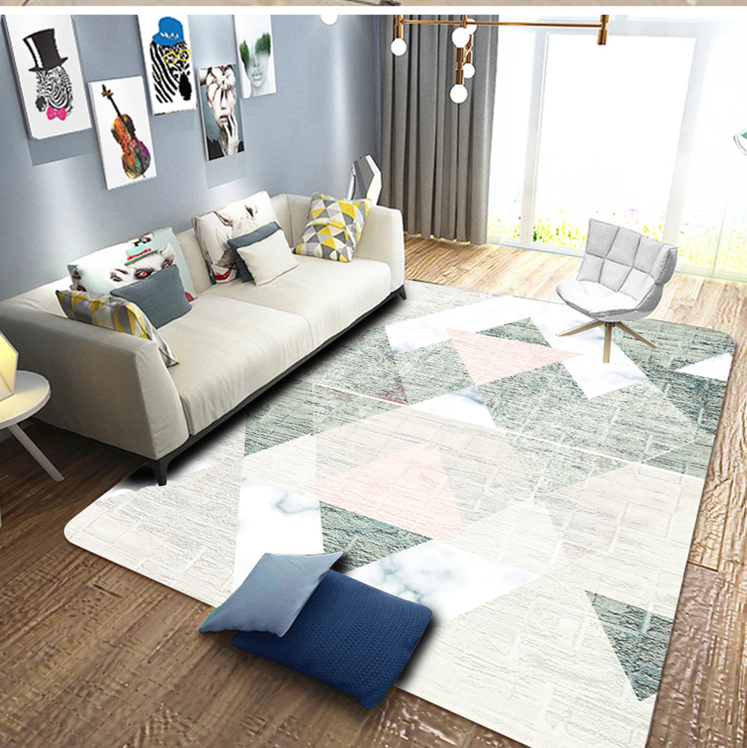 3D Light Green Diamond WG059 Non Slip Rug Mat Mat AJ Creativity Home