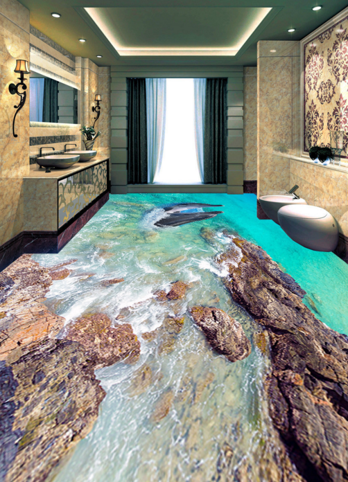 3D Shallow Sea Fish 337 Floor Mural Wallpaper Murals Rug & Mat Print Epoxy waterproof bath floor