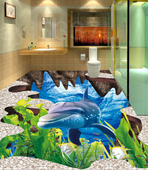 3D Free Dolphin 334 Floor Mural Wallpaper Murals Rug & Mat Print Epoxy waterproof bath floor
