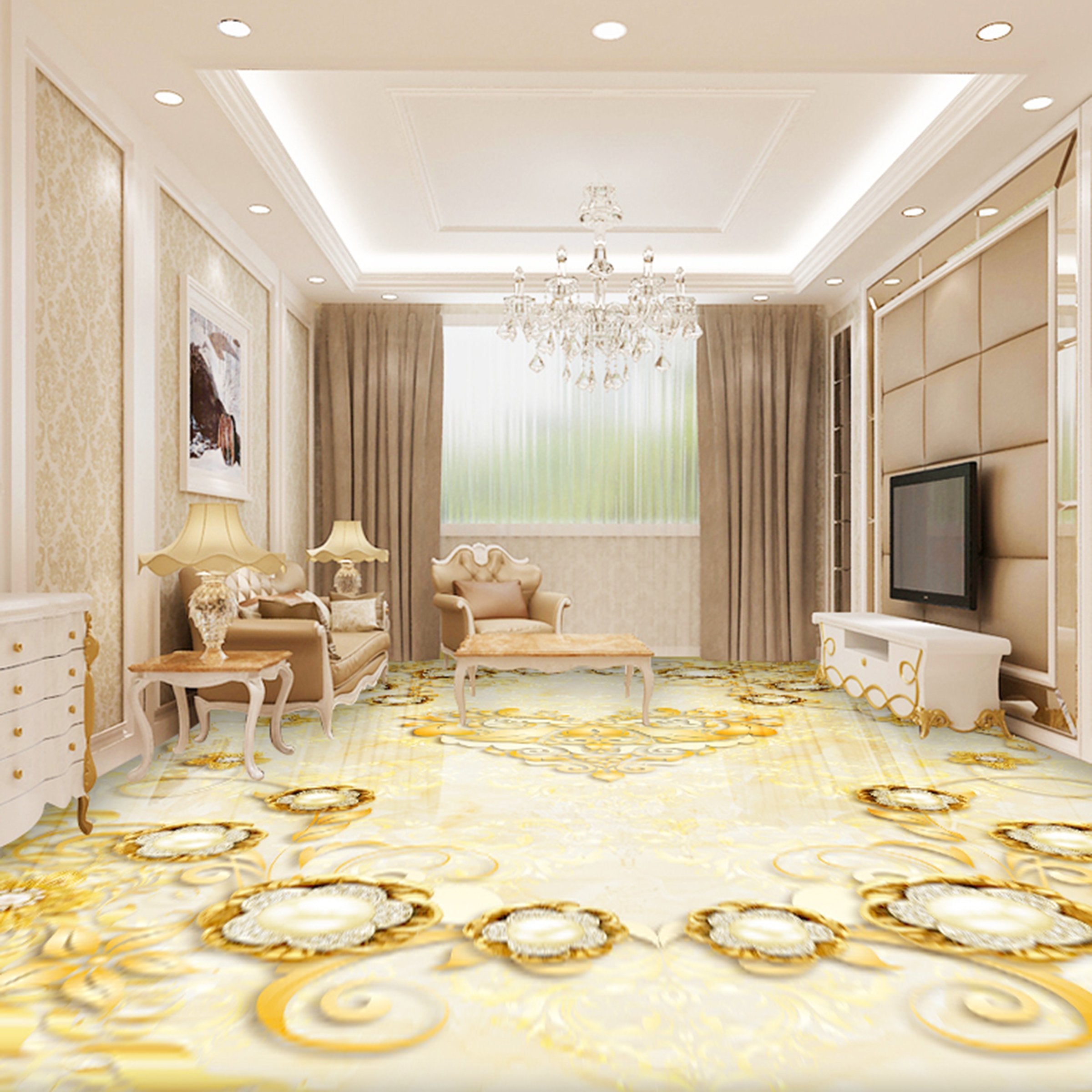 3D Diamond Flower WG517 Floor Mural Wallpaper AJ Wallpaper 2