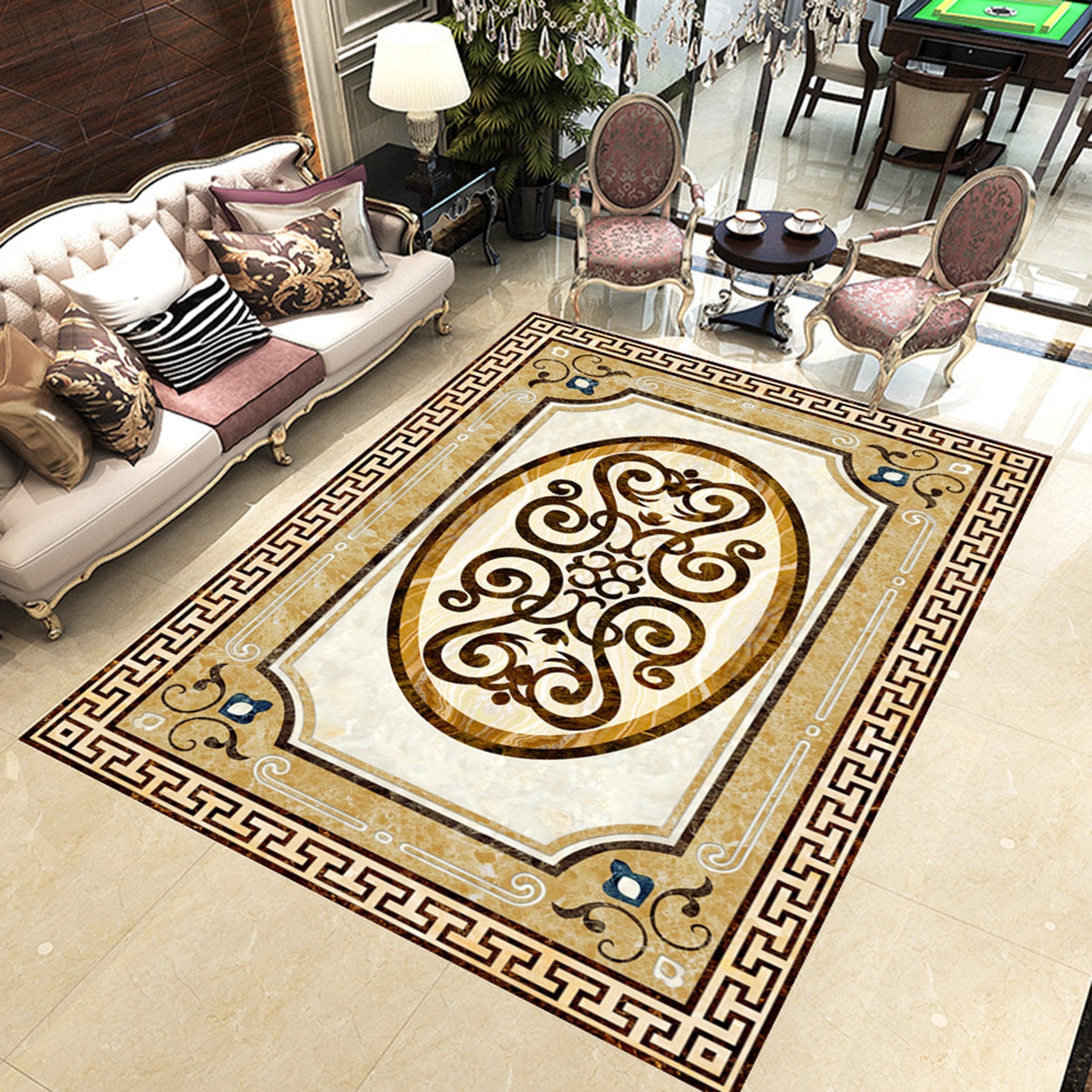 3D Black Oval Pattern WG509 Floor Mural Wallpaper AJ Wallpaper 2