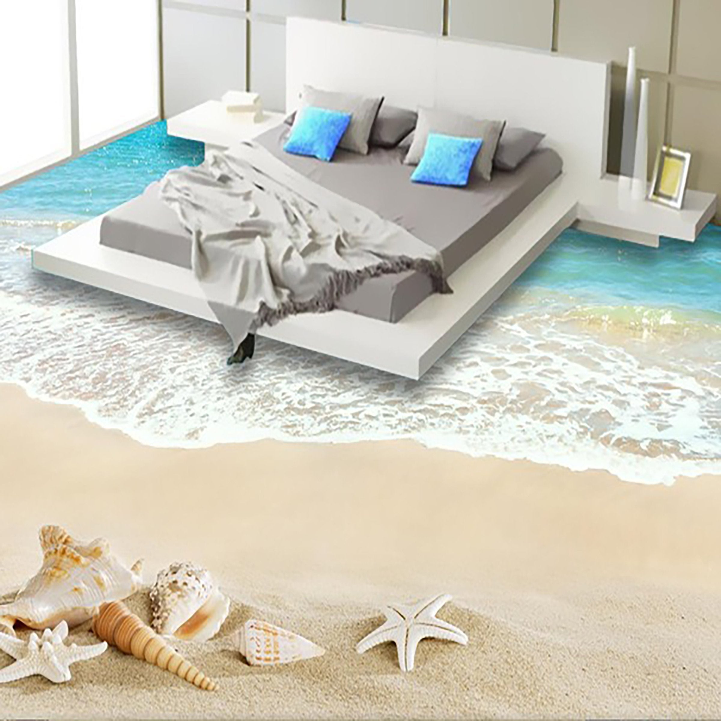3D Beach Sea Water WG017 Floor Mural Wallpaper AJ Wallpaper 2