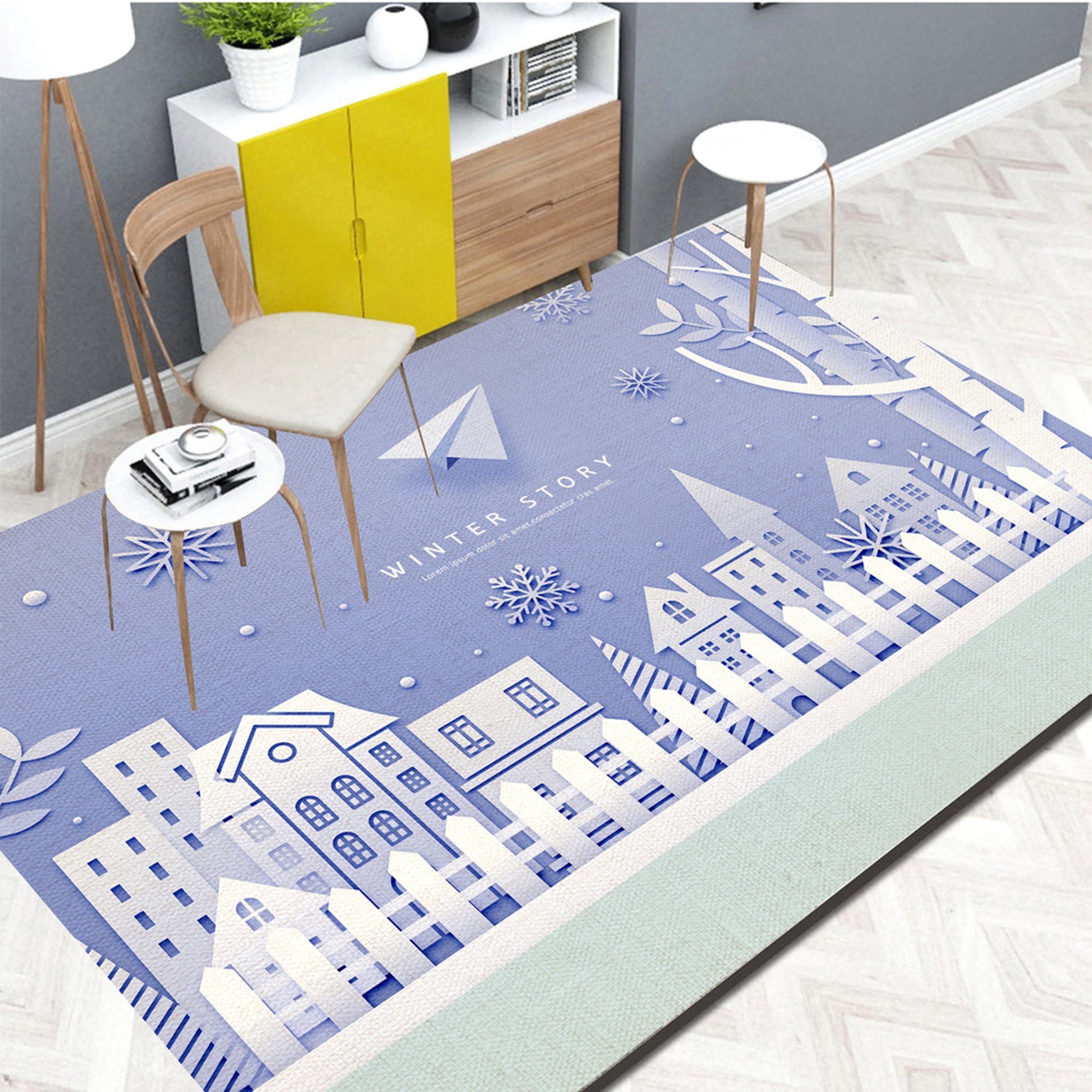 3D Blue House WG143 Non Slip Rug Mat Mat AJ Creativity Home