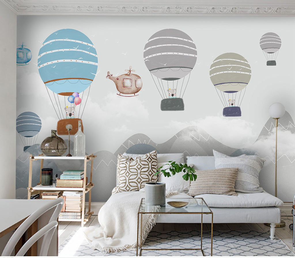 3D Blue Balloon WC059 Wall Murals