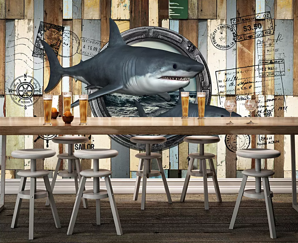 3D Shark Ship Window 136 Wallpaper AJ Wallpaper 2