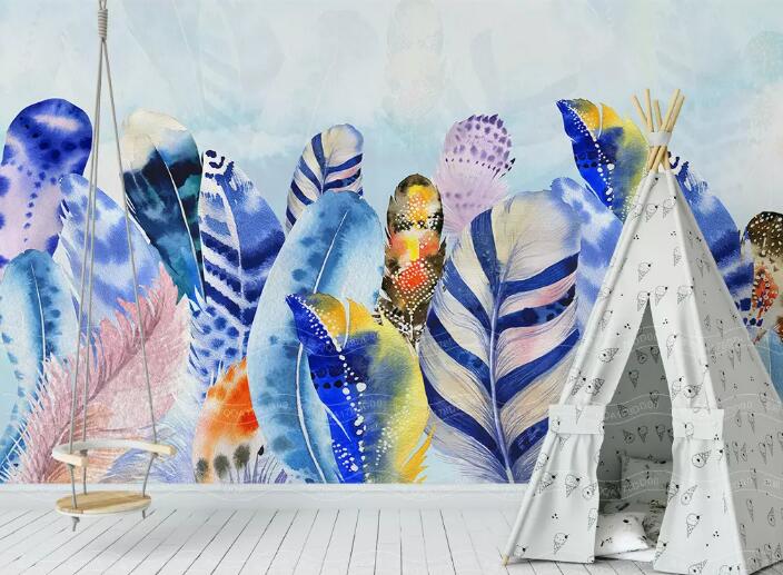 3D Blue Feather WG738 Wall Murals