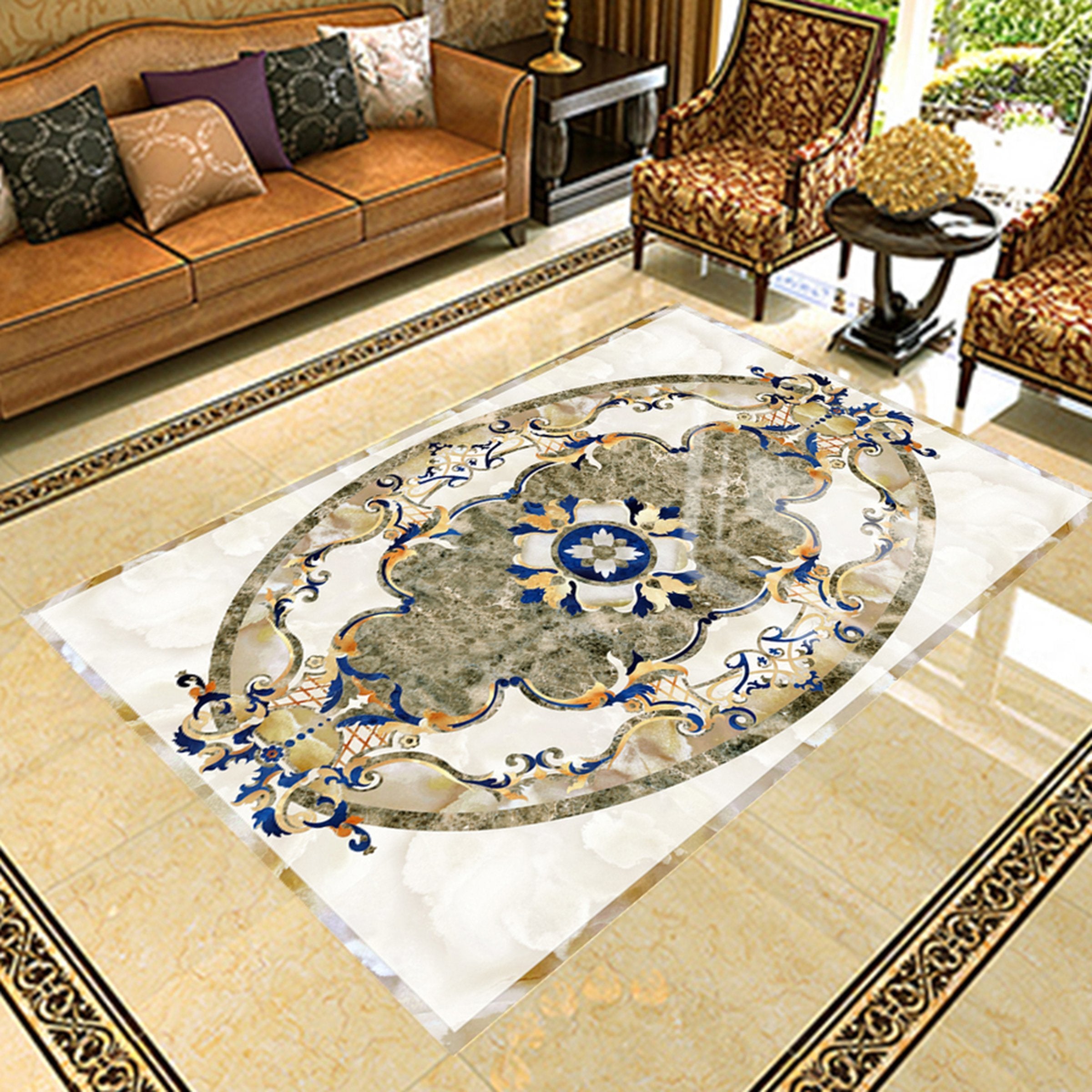 3D Oval Patternn WG484 Floor Mural Wallpaper AJ Wallpaper 2