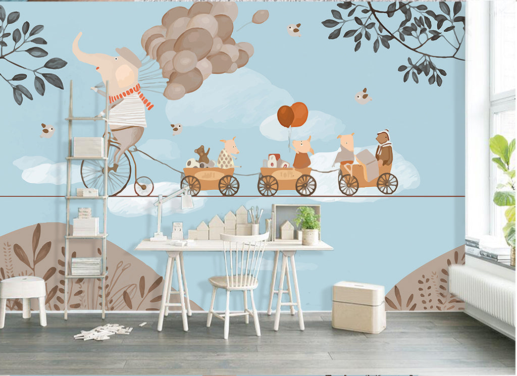 3D Elephant Balloon WG034 Wall Murals