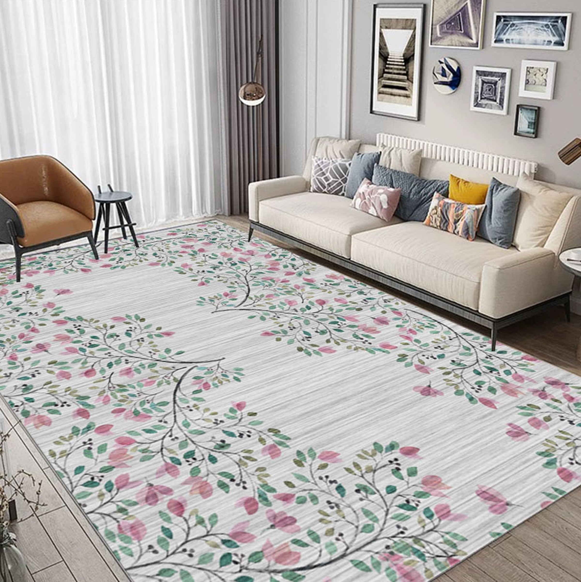 3D Flower Leaves WG497 Non Slip Rug Mat Mat AJ Creativity Home