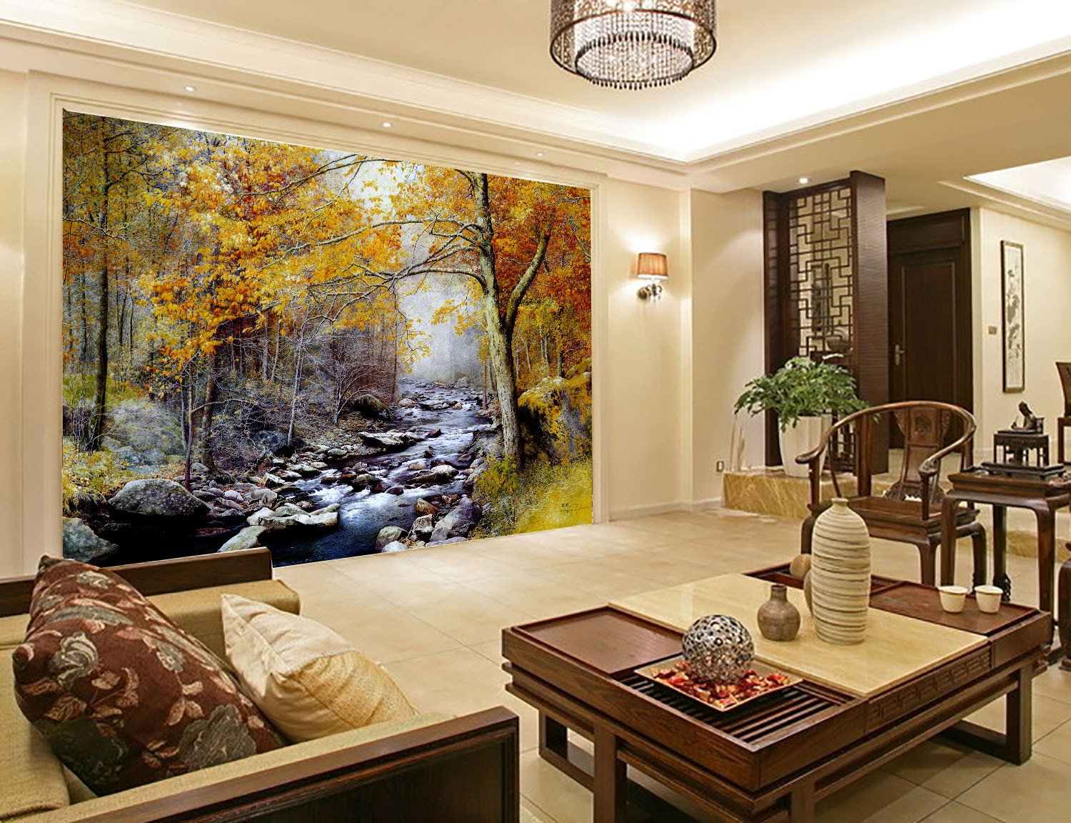 Forest Stony Stream Wallpaper AJ Wallpaper