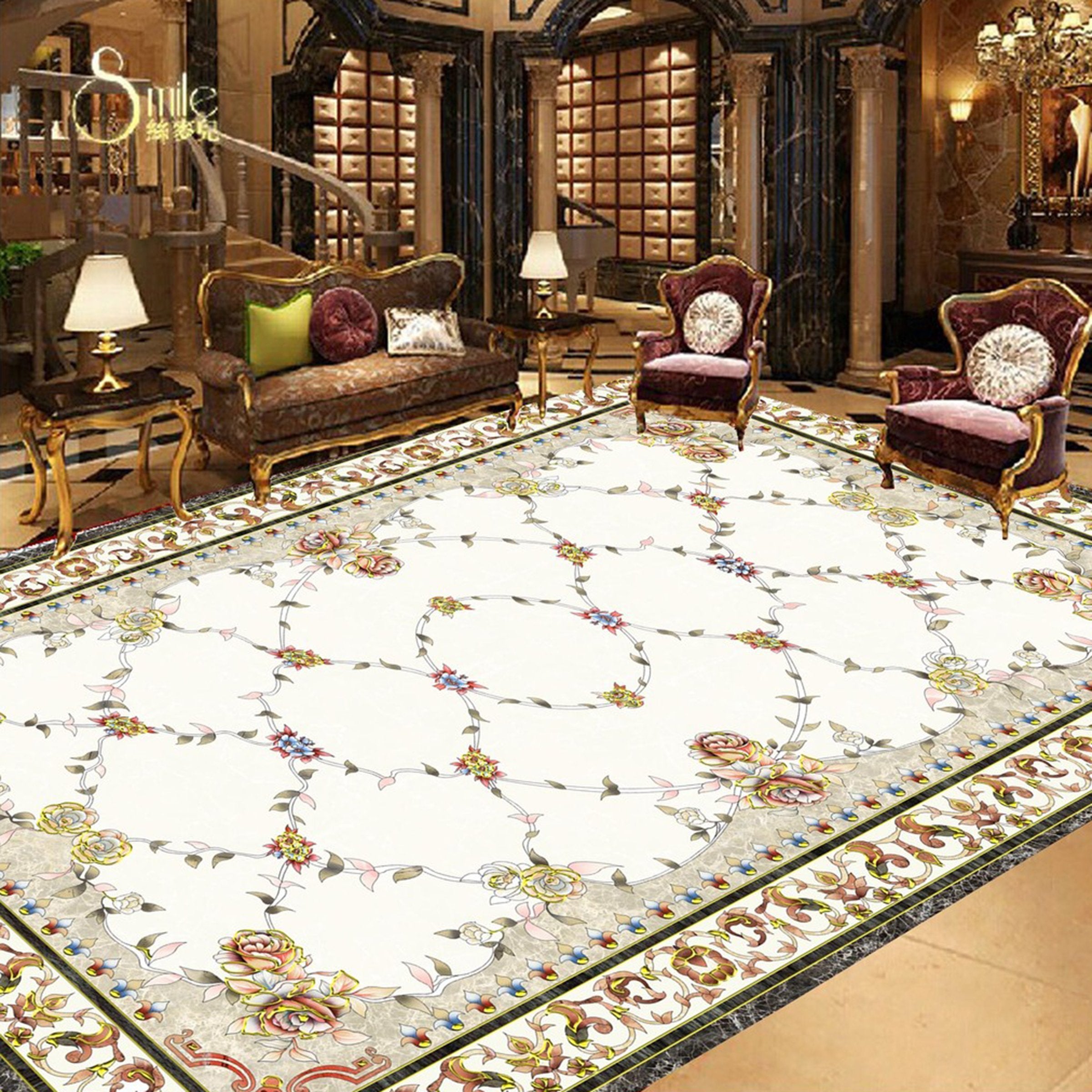 3D Colored Flowers WG321 Floor Mural Wallpaper AJ Wallpaper 2