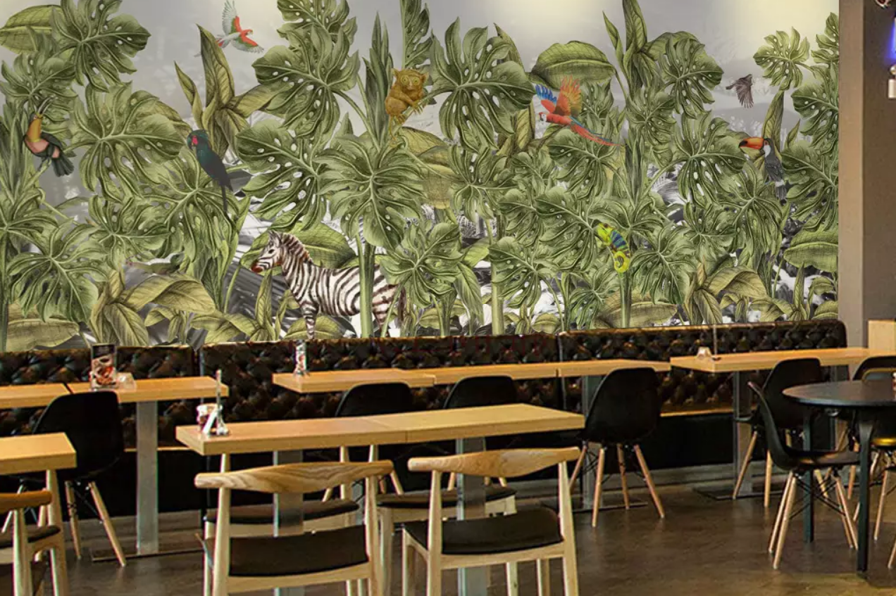 3D Green Leaf Monkey Parrot 425 Wallpaper AJ Wallpaper 2