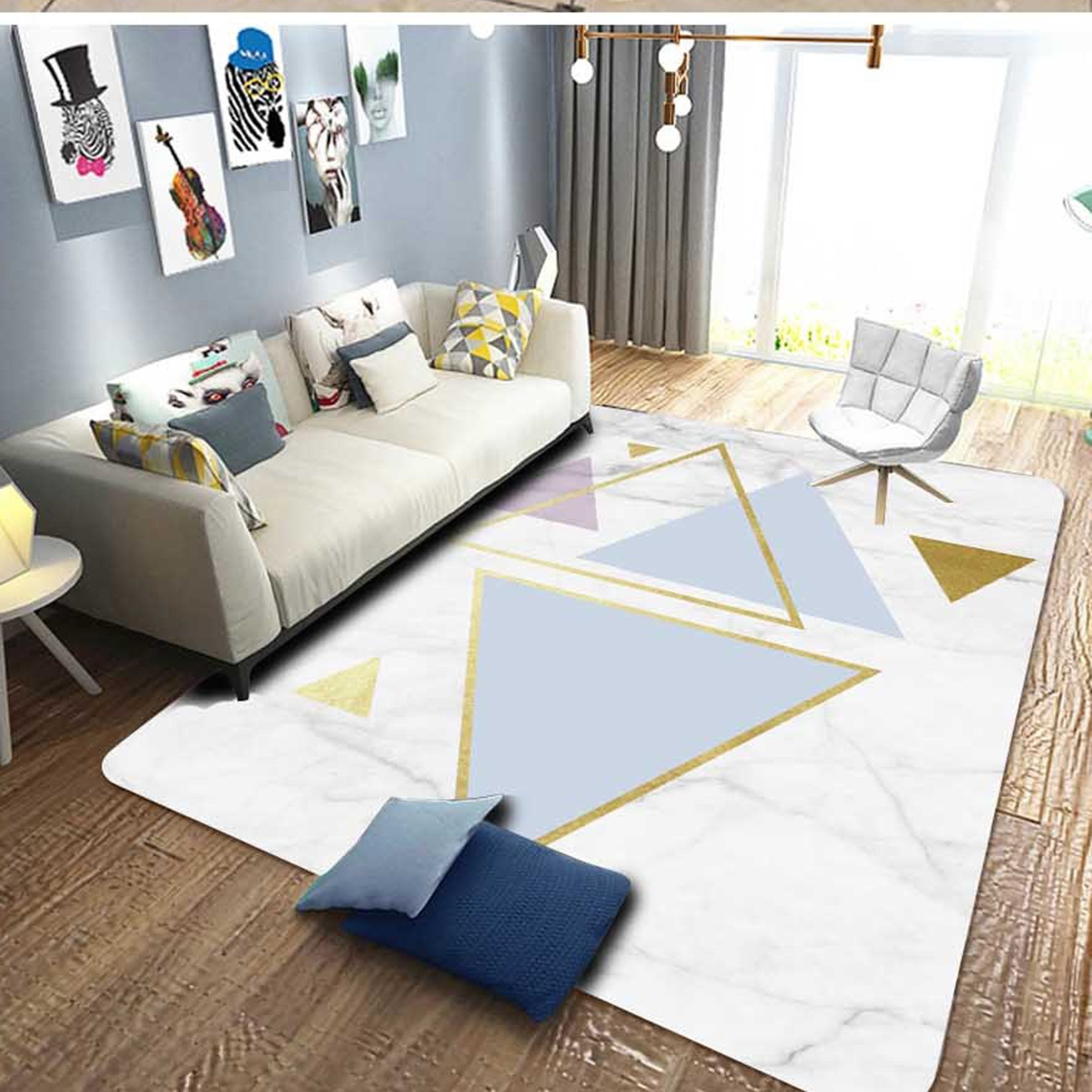 3D Color Geometry WG201 Non Slip Rug Mat Mat AJ Creativity Home