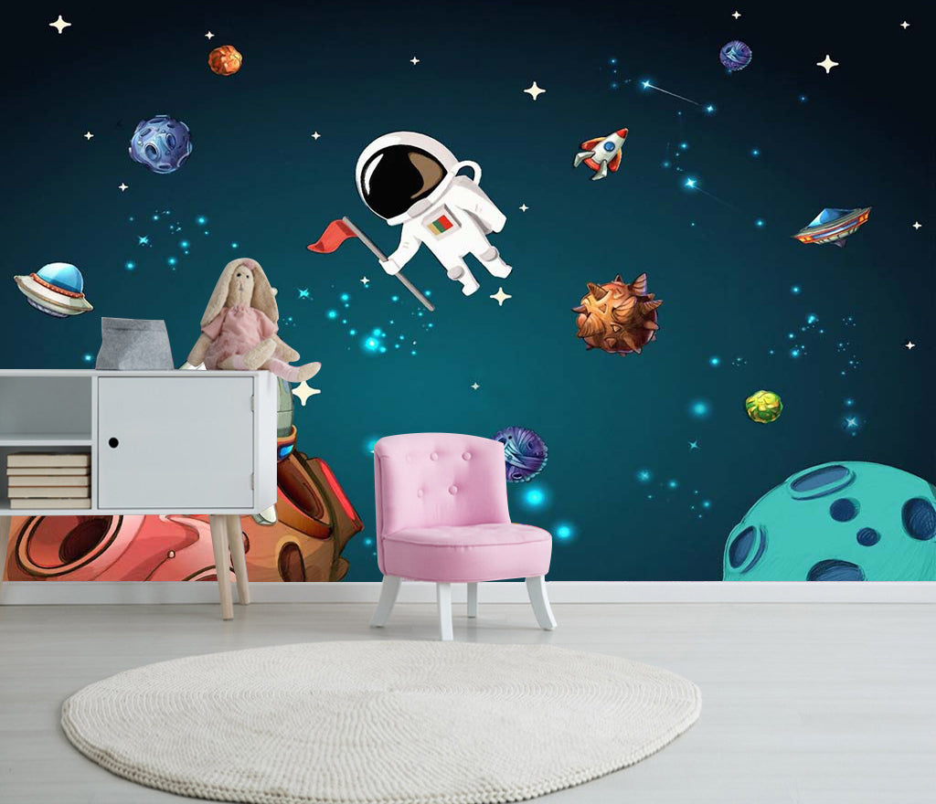 3D Cartoon Astronaut WG443 Wall Murals
