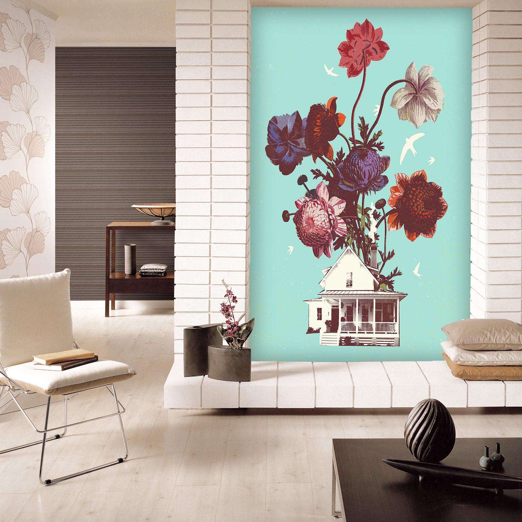 3D Flower House 1404 Showdeer Wall Mural Wall Murals