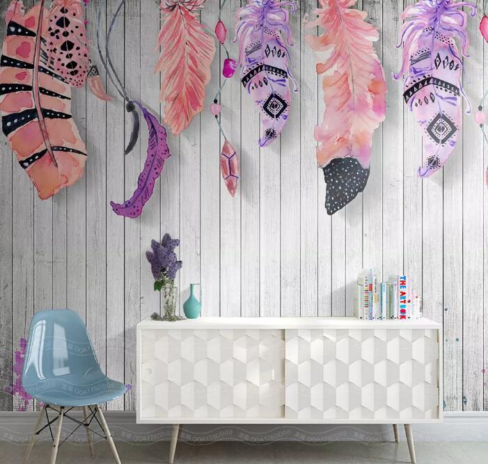 3D Purple Feather WG739 Wall Murals