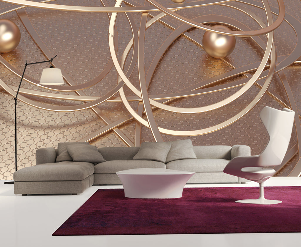 3D Golden Beads WG386 Wall Murals