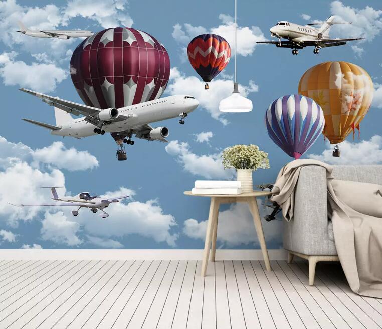 3D Balloon Plane WG11 Wall Murals Wallpaper AJ Wallpaper 2