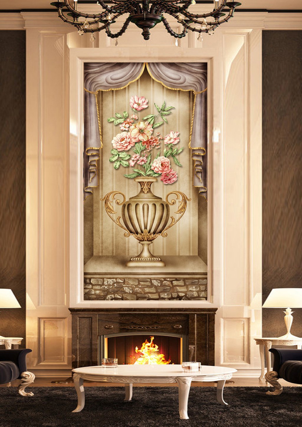 3D Vase Flower 549 Wall Murals Wallpaper AJ Wallpaper 2