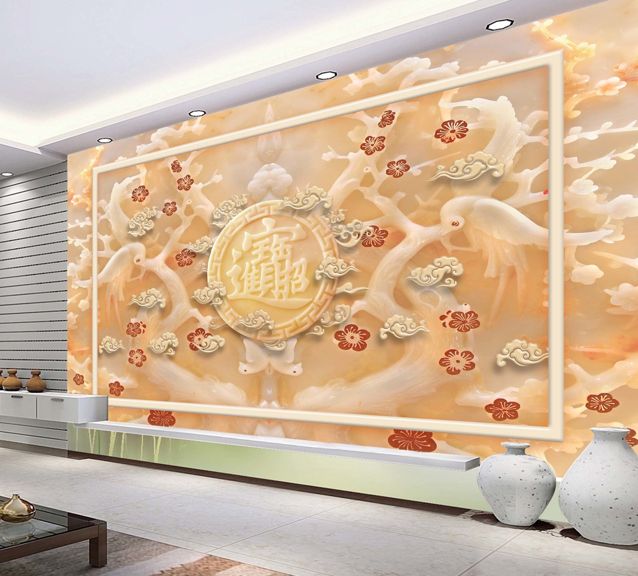 3D Jade Carving Flower 282 Wallpaper AJ Wallpaper