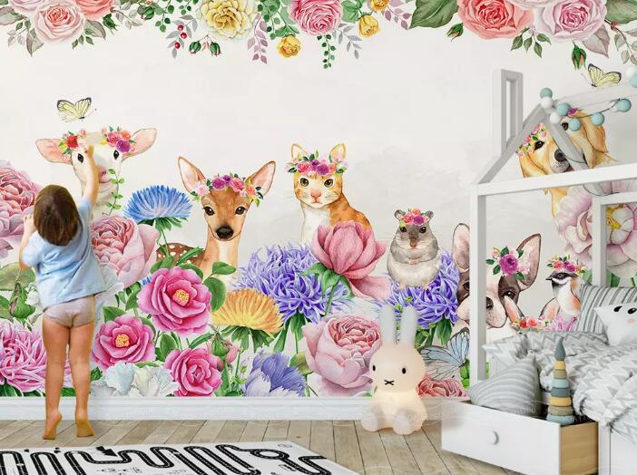 3D Fawn Flower 536 Wall Murals Wallpaper AJ Wallpaper 2