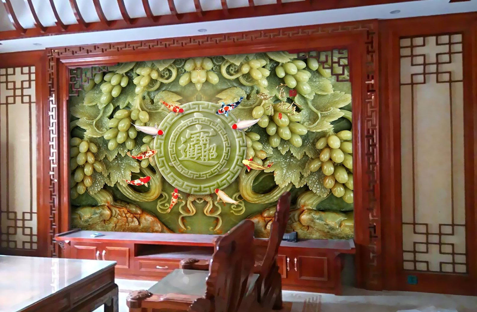 3D Jade Carving Fish 281 Wallpaper AJ Wallpaper