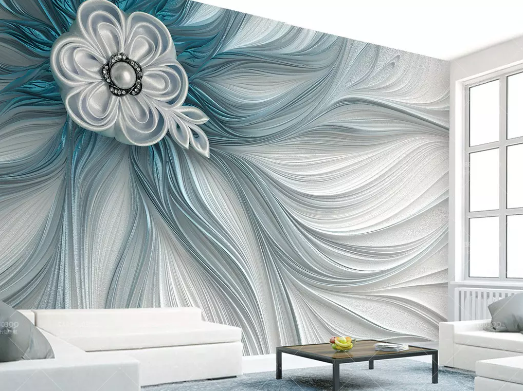 3D Pearl Flower Silk 279 Wallpaper AJ Wallpaper 2