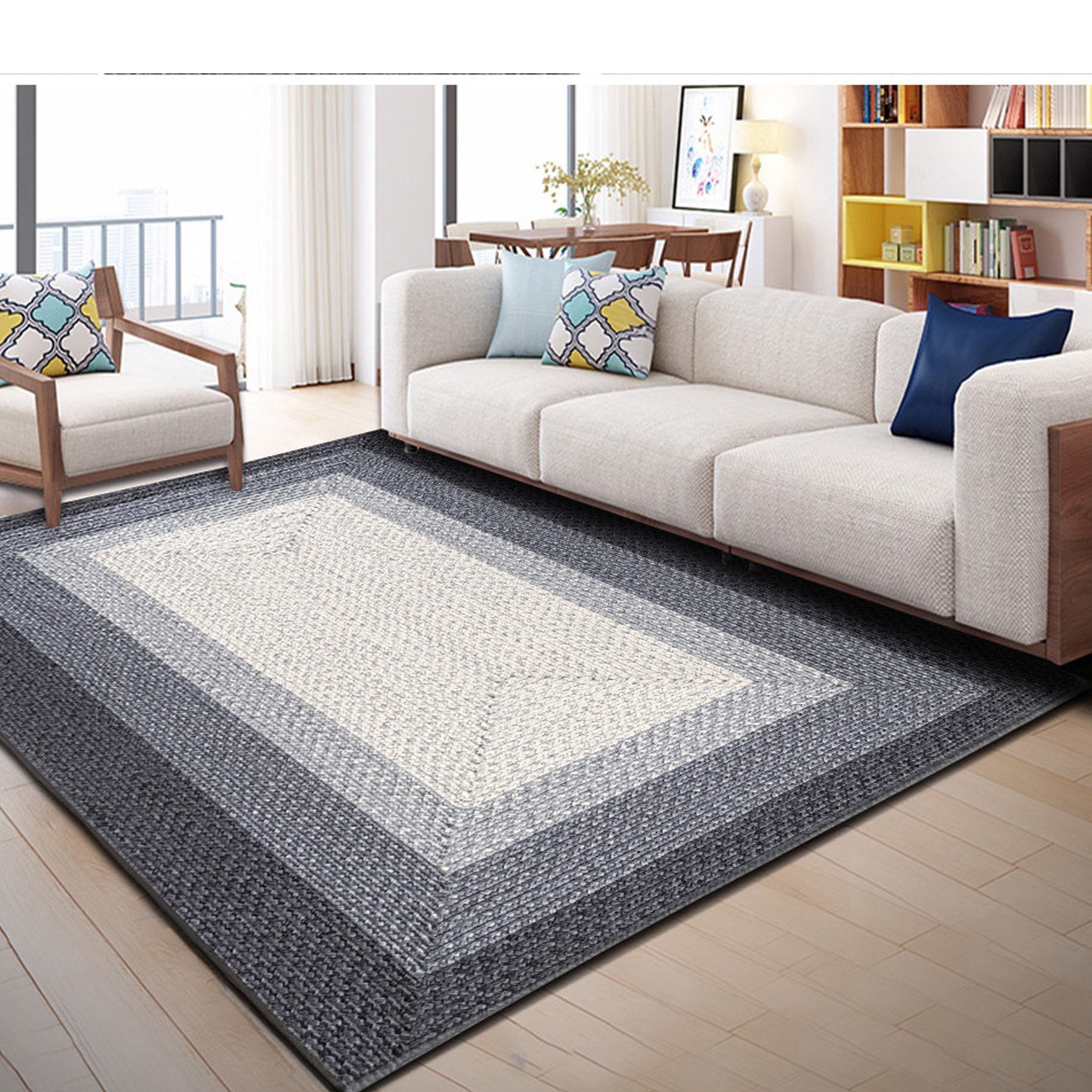 3D Gray Rectangle WG025 Non Slip Rug Mat Mat AJ Creativity Home