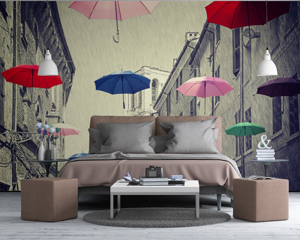 3D Colored Umbrella WG408 Wall Murals
