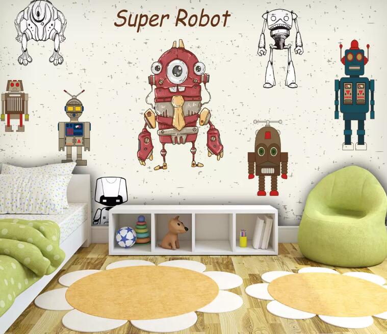 3D Red Robot WG1061 Wall Murals