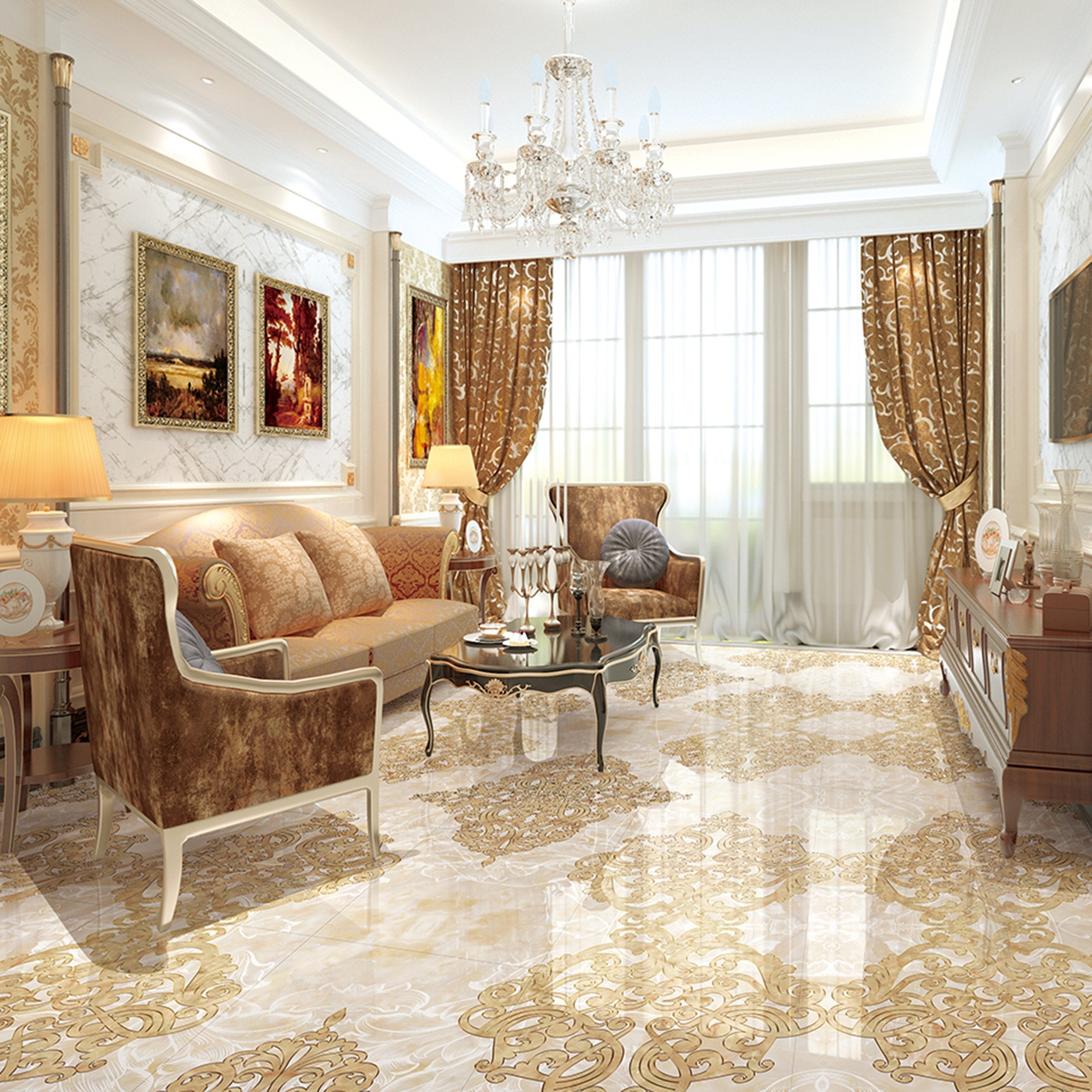 3D Marble Pattern WG690 Floor Mural Wallpaper AJ Wallpaper 2