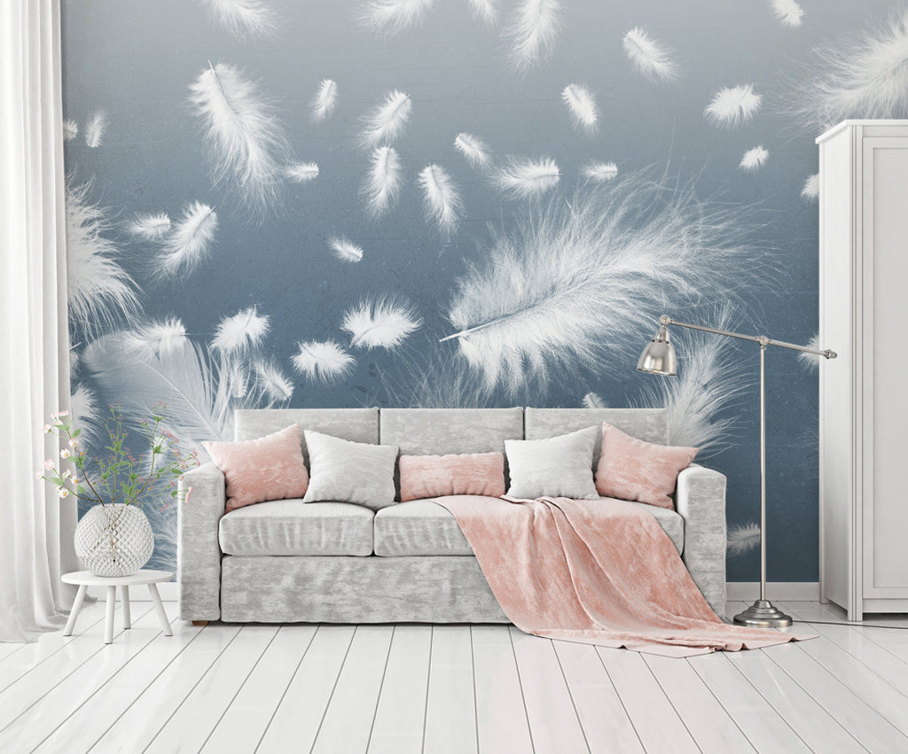 3D White Feather WC018 Wall Murals