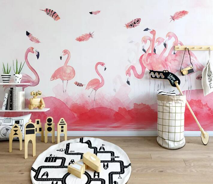 3D Pink Flamingo 577 Wall Murals Wallpaper AJ Wallpaper 2
