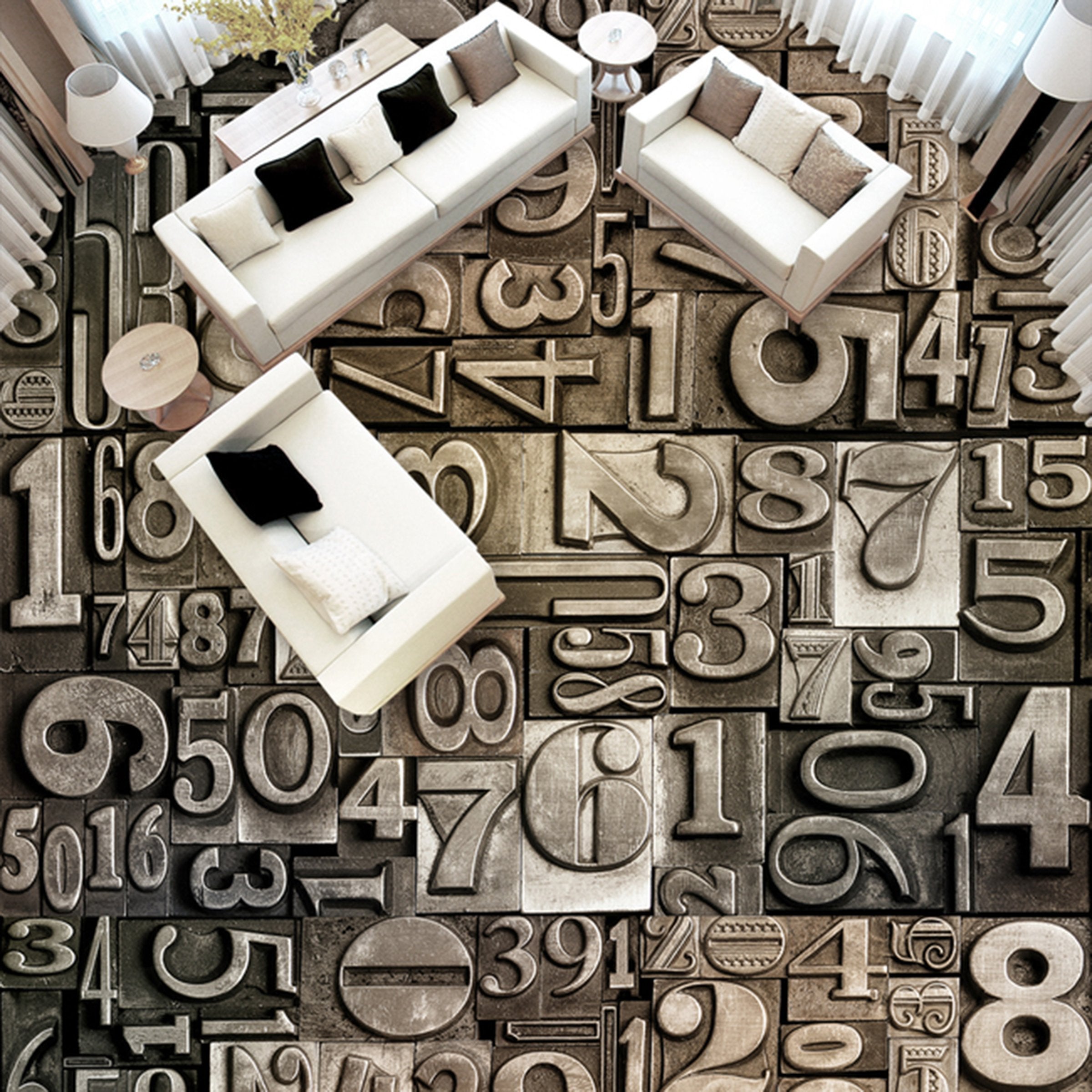 3D Arabic Numerals WG286 Floor Mural Wallpaper AJ Wallpaper 2