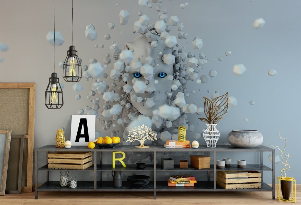 3D Abstract Face 863 Wall Murals Wallpaper AJ Wallpaper 2