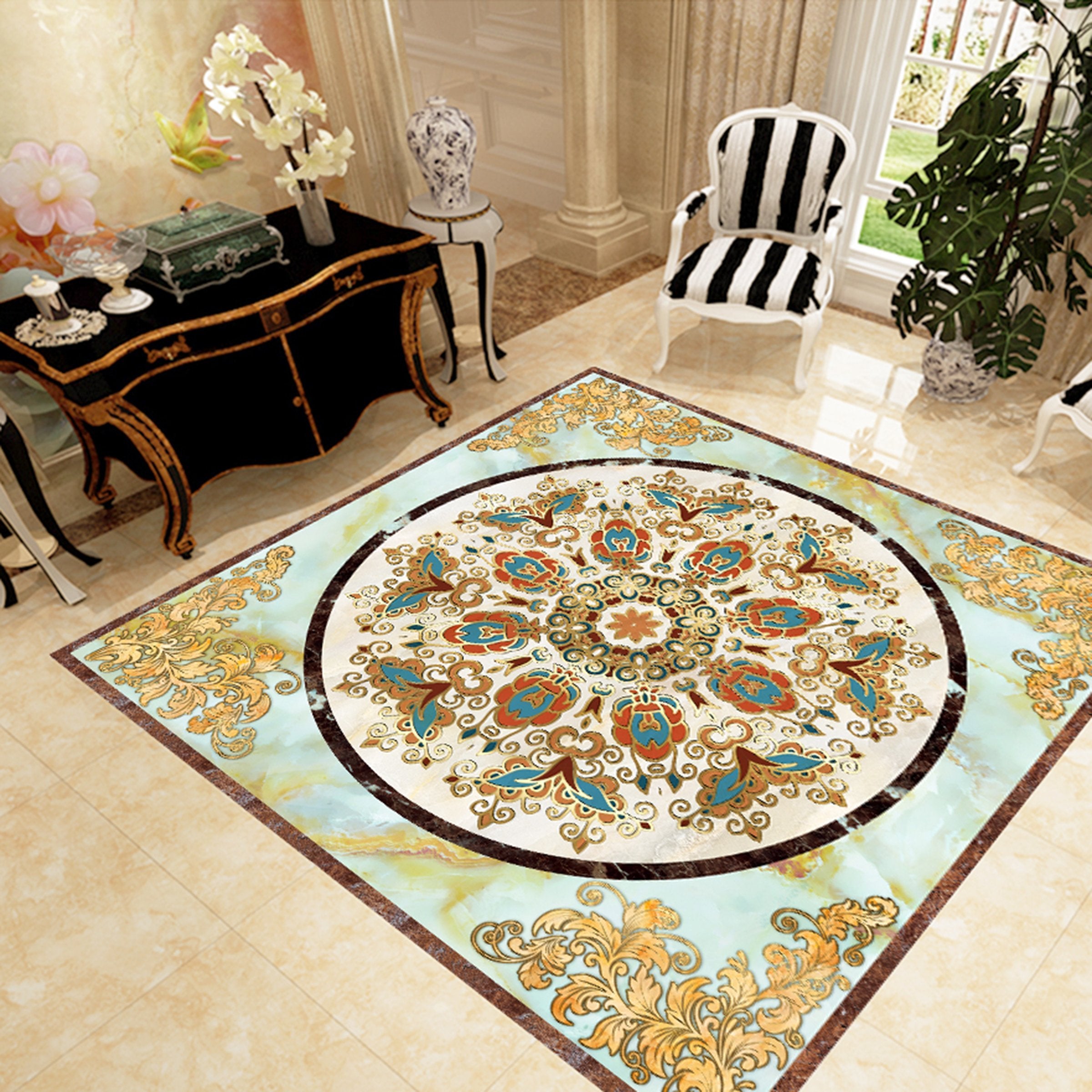 3D Circular Pattern WG706 Floor Mural Wallpaper AJ Wallpaper 2