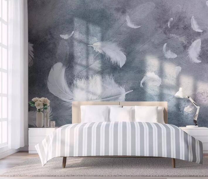 3D White Feather WG60 Wall Murals Wallpaper AJ Wallpaper 2