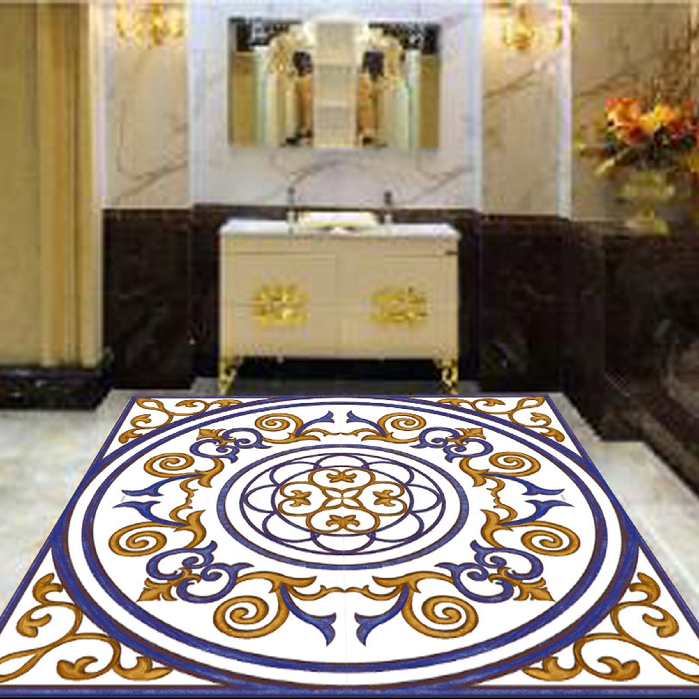 3D Round Marble Pattern WG339 Floor Mural Wallpaper AJ Wallpaper 2