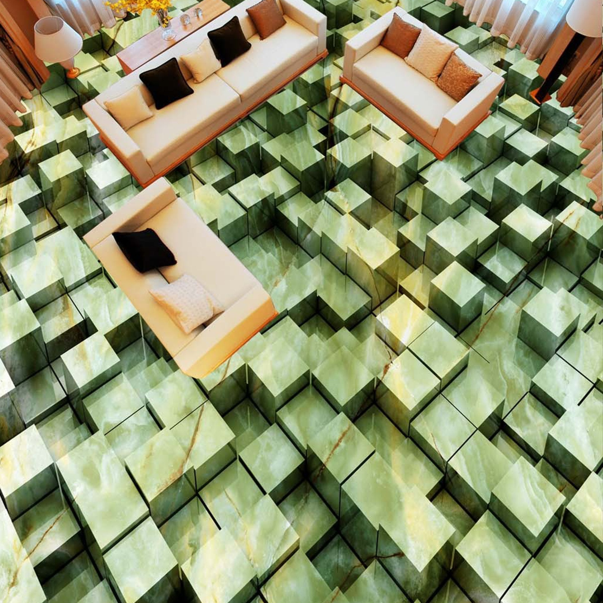 3D Green Diamond WG298 Floor Mural Wallpaper AJ Wallpaper 2
