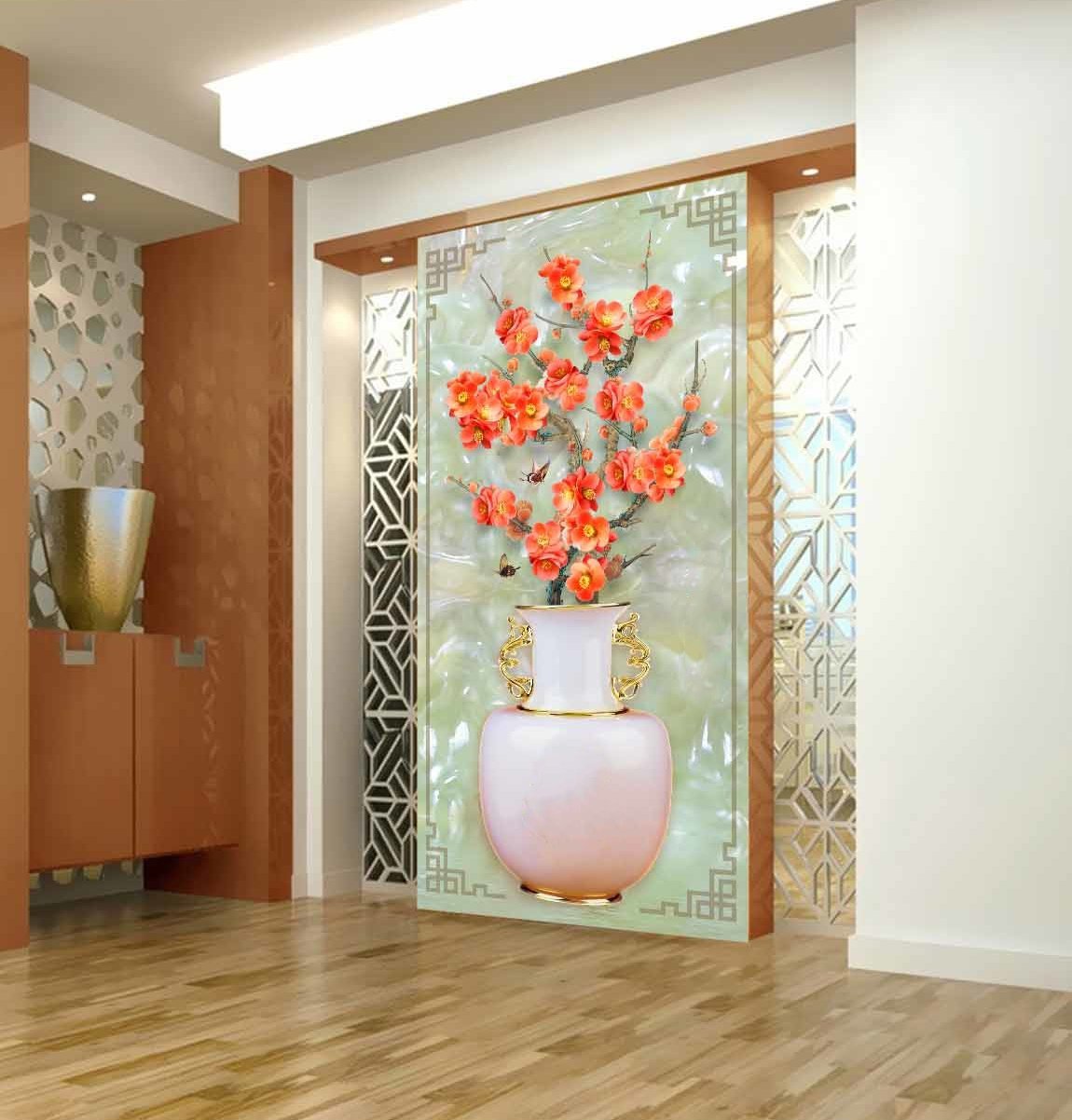 3D Vase Flowers 383 Wallpaper AJ Wallpaper