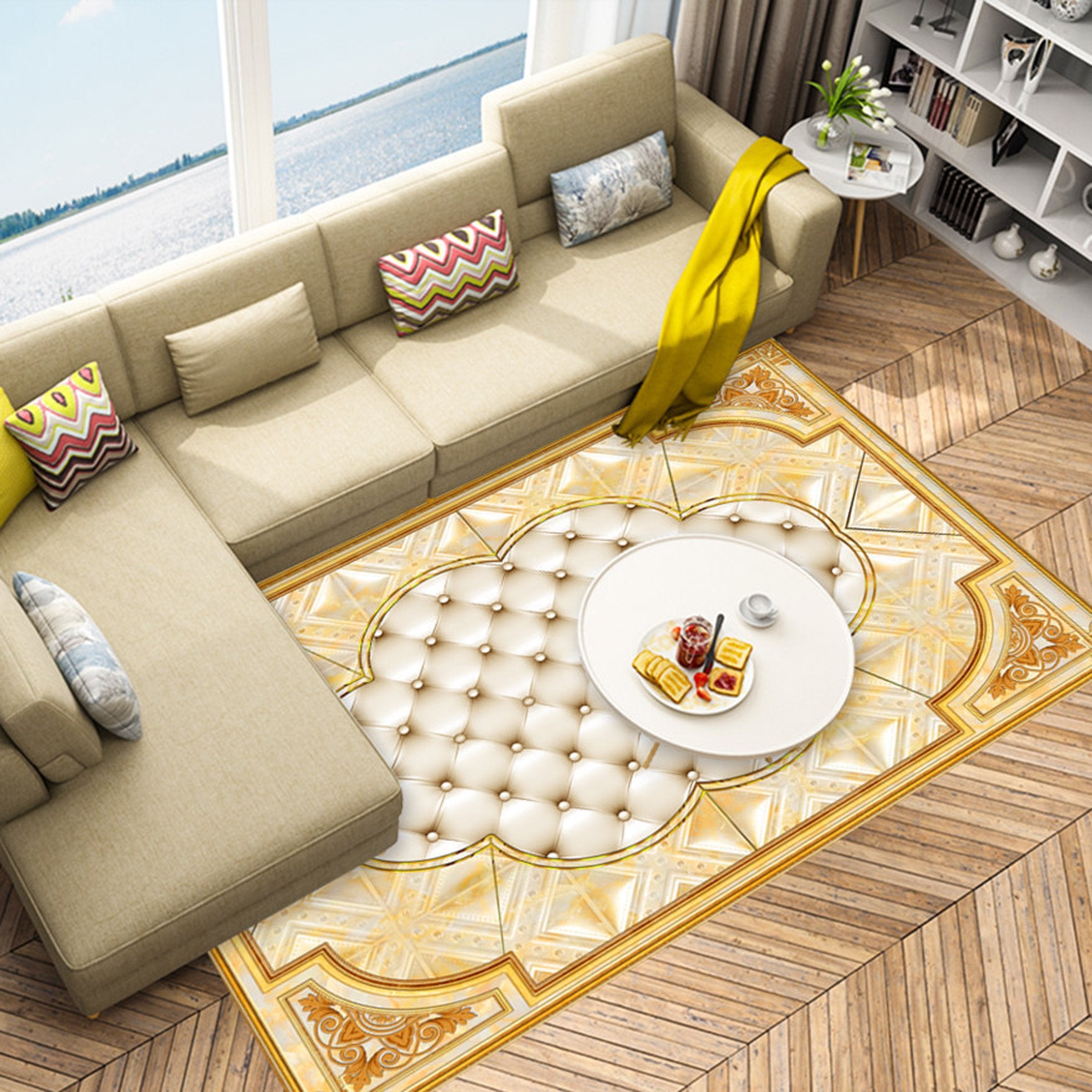 3D Golden Pattern WG464 Floor Mural Wallpaper AJ Wallpaper 2