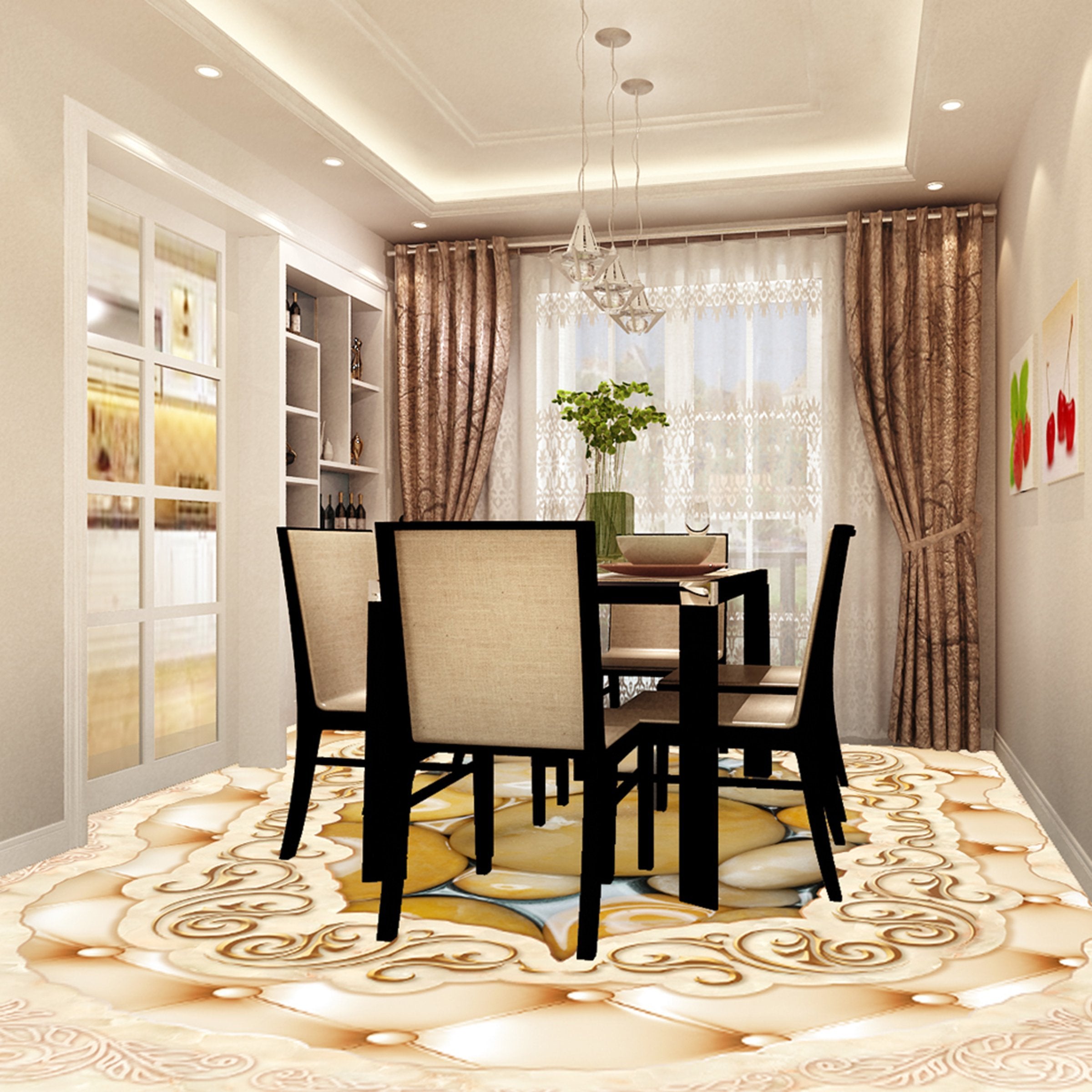 3D Yellow Stone WG048 Floor Mural Wallpaper AJ Wallpaper 2