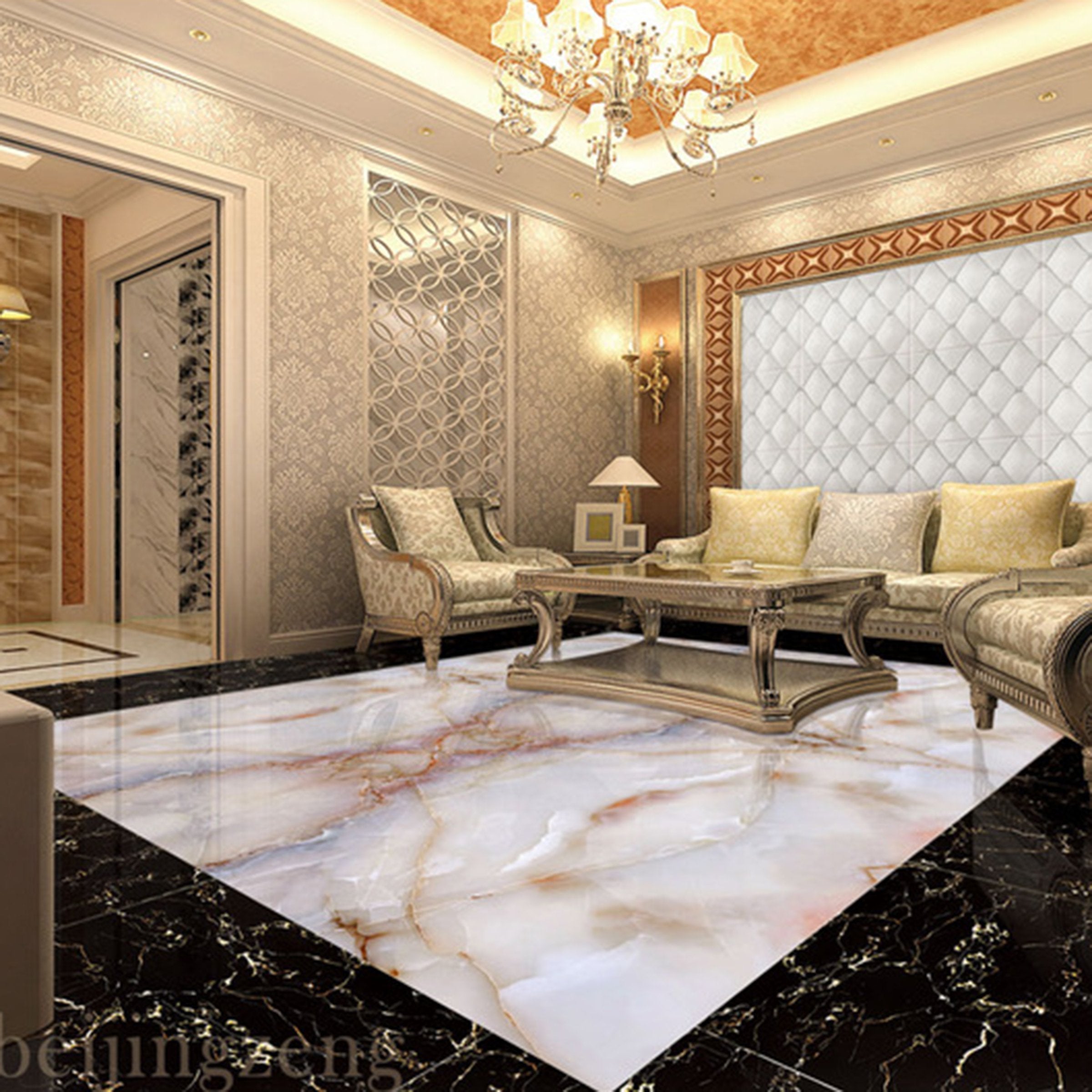 3D Marble Stripe WG262 Floor Mural Wallpaper AJ Wallpaper 2
