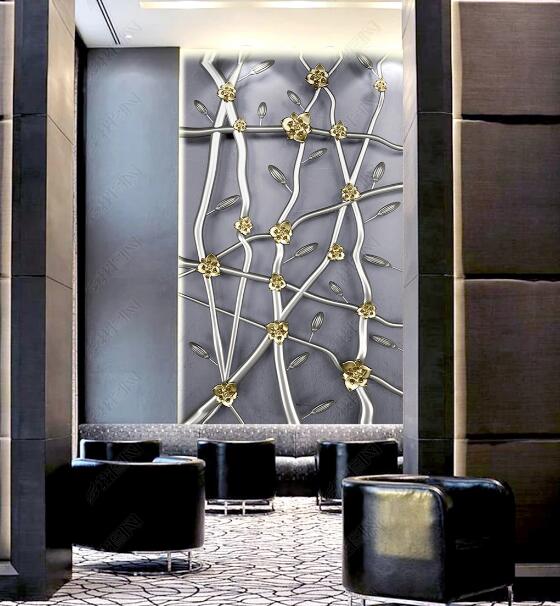 3D Golden Flower WC288 Wall Murals
