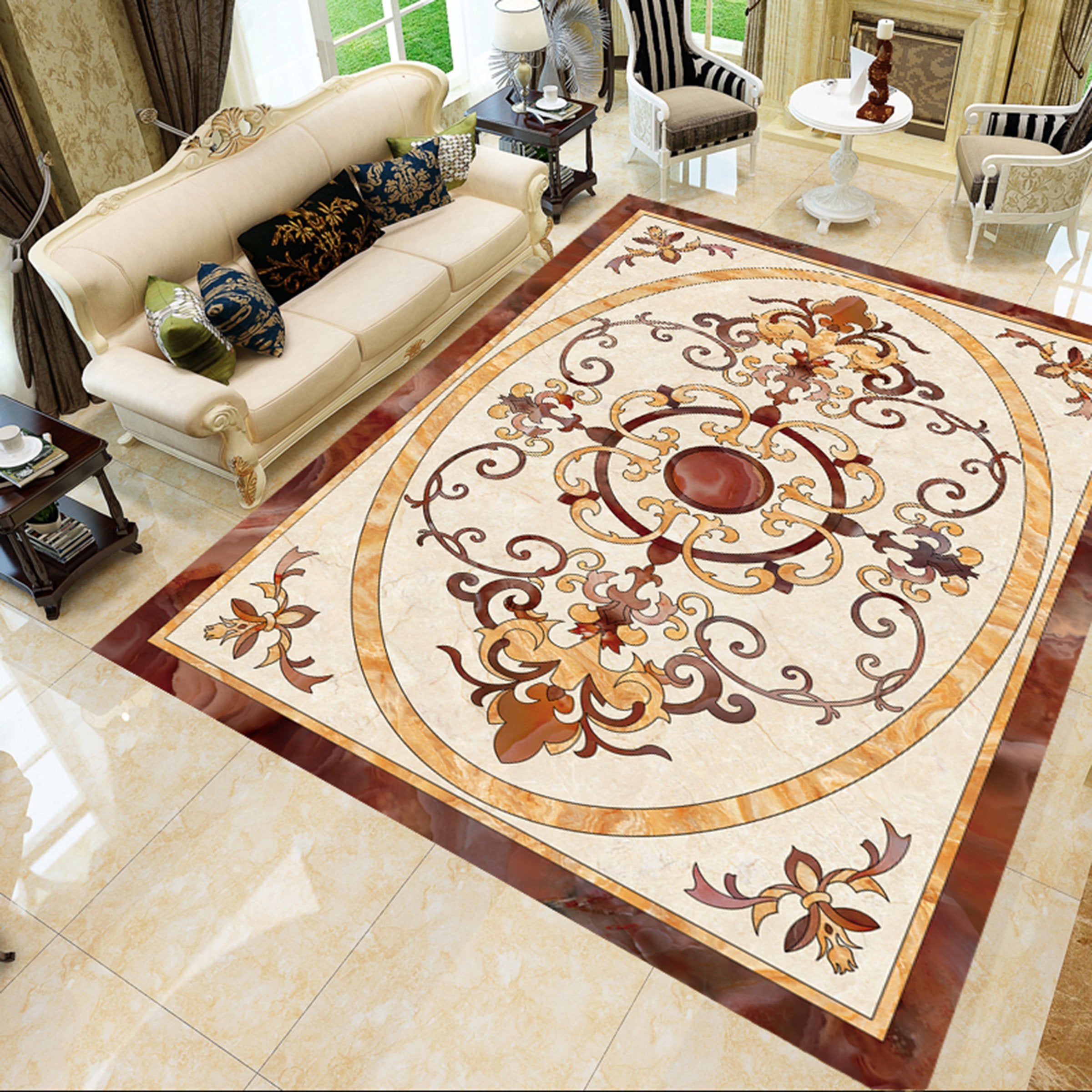 3D Red Pattern WG523 Floor Mural Wallpaper AJ Wallpaper 2