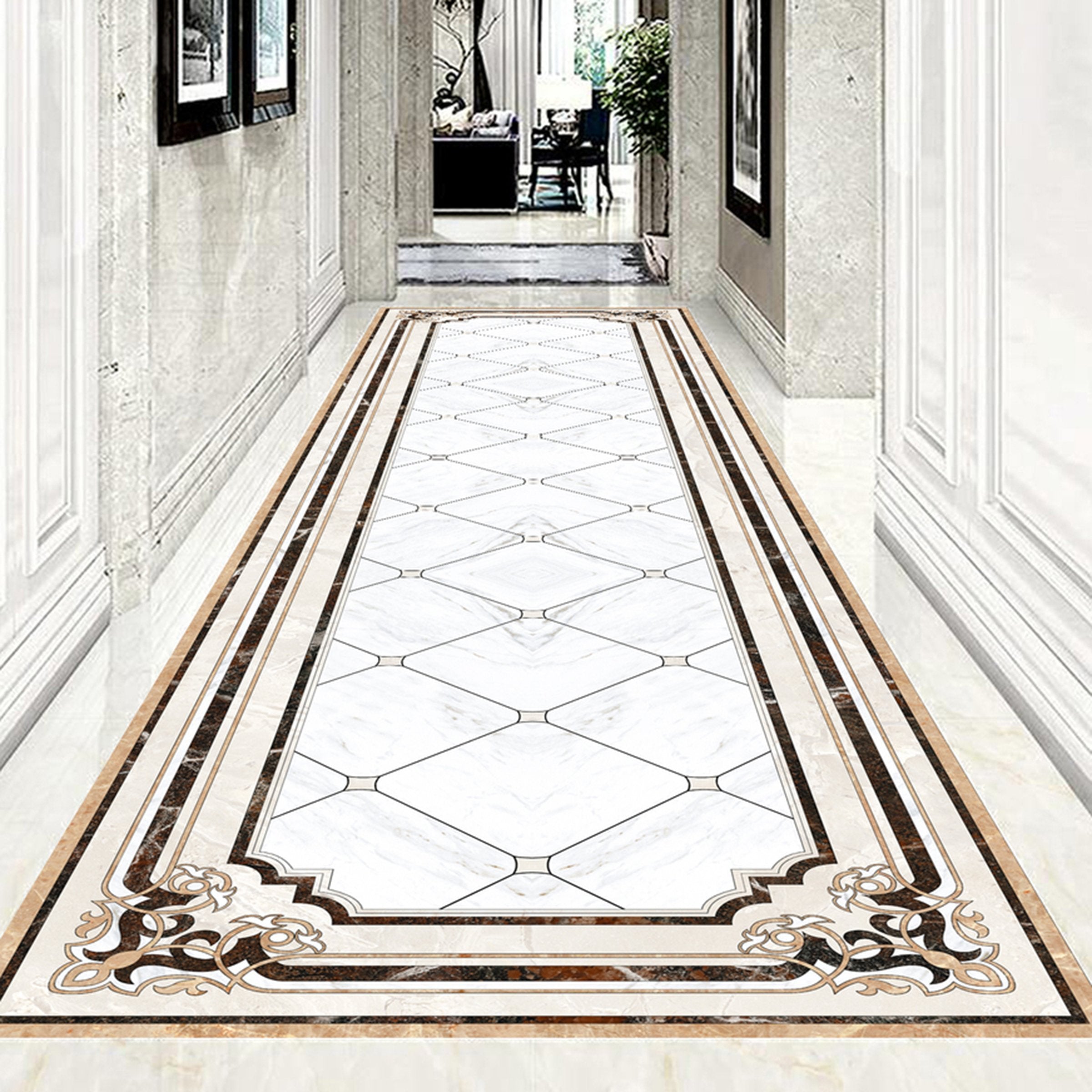 3D Black Orange Pattern WG732 Floor Mural Wallpaper AJ Wallpaper 2