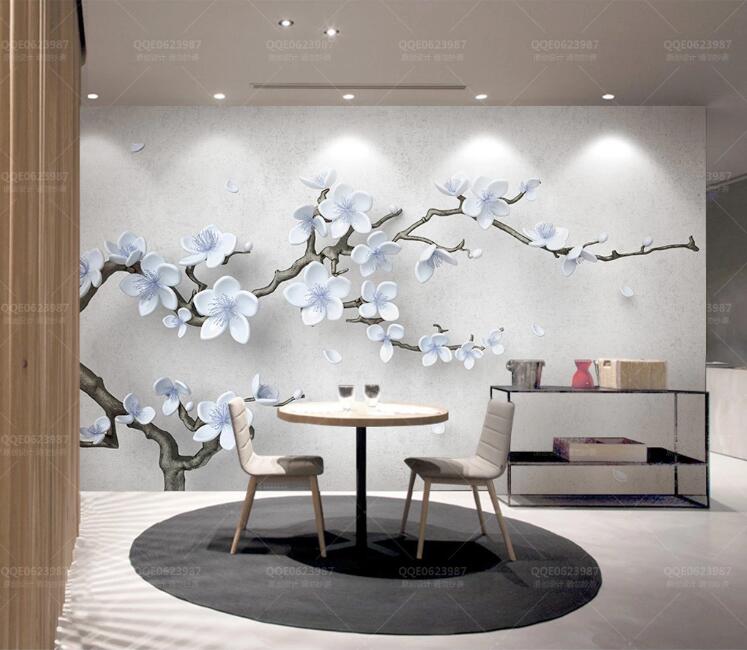 3D Blue Flowers WC230 Wall Murals