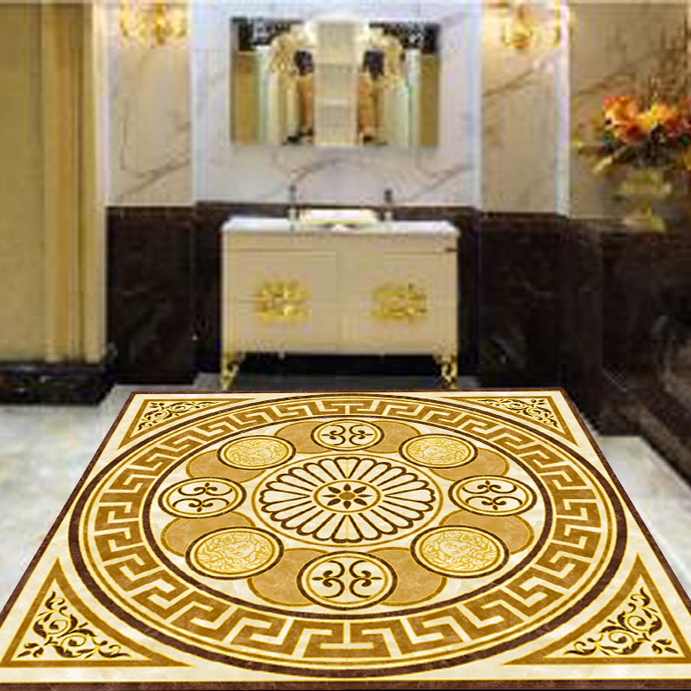 3D Golden Circle WG326 Floor Mural Wallpaper AJ Wallpaper 2