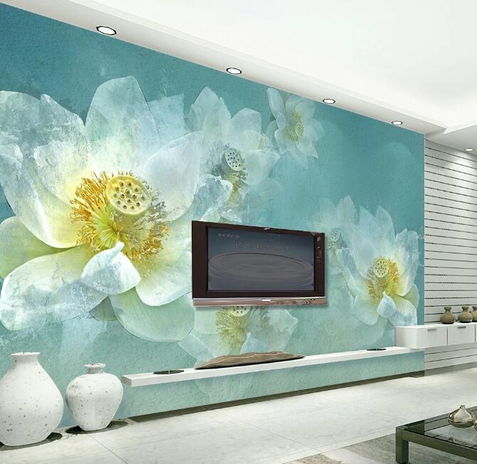 3D Yellow Lotus 307 Wall Murals Wallpaper AJ Wallpaper 2